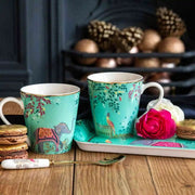 Sara Miller - India Collection - Elephant Oasis - Light Jade Mug & Tray Set Home & Kitchen