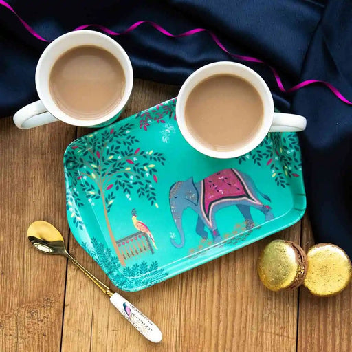 Sara Miller - India Collection - Elephant Oasis - Light Jade Mug & Tray Set Home & Kitchen