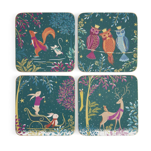 Sara Miller - Woodland Tales - Deer & Robin Coasters (Set of 4) | 4 x 4 in / 10 x 10 cm Home & Kitchen