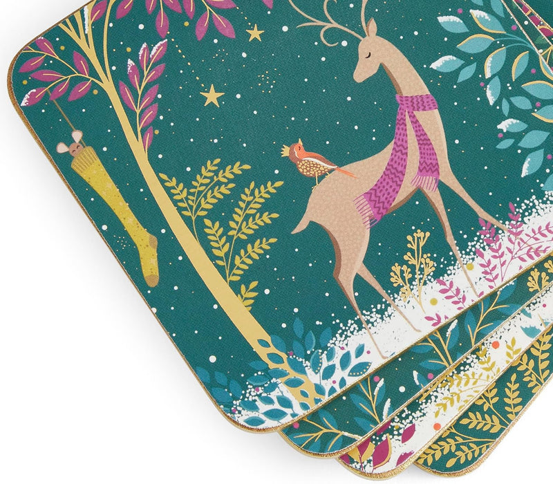 Sara Miller - Woodland Tales - Deer & Robin Coasters (Set of 4) | 4 x 4 in / 10 x 10 cm Home & Kitchen