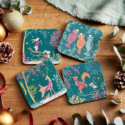 Sara Miller - Woodland Tales - Deer & Robin Coasters (Set of 4) | 4 x 4 in / 10 x 10 cm Home & Kitchen