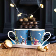 Sara Miller - Woodland Tales - French Blue Mug & Tray Set | 6.5 fl oz / 192 mL Mug, 8 x 5.5 in / 20 x 14 cm Tray Home & Kitchen