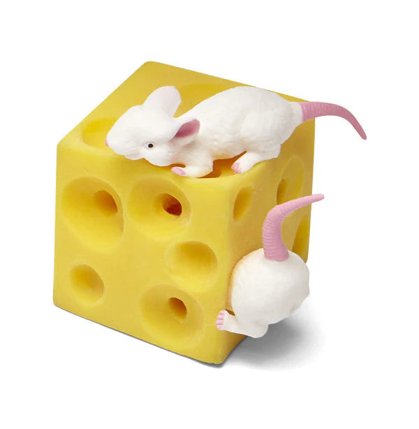 Squishi Mice & Cheeze squeeze toy set with cheese cube and two mice