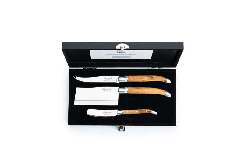 STYLE DE VIE - AUTHENTIC - LAGUIOLE Luxury Line - 3 Cheese Knives, Olive Wood Home & Kitchen