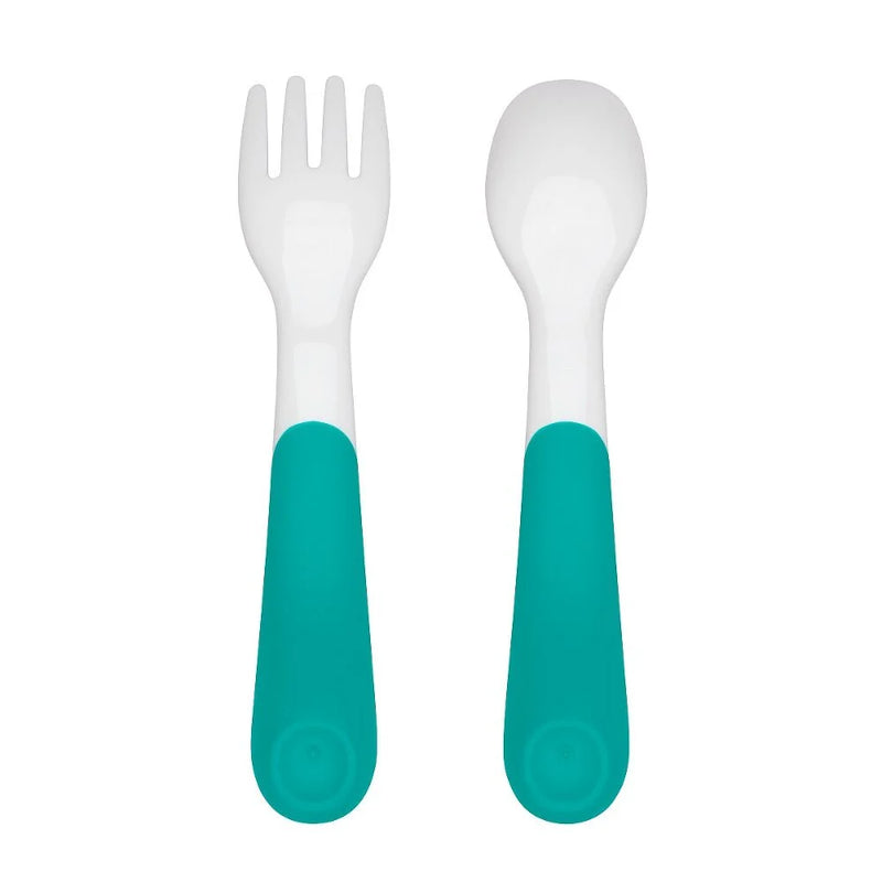Oxo Tot - Ensemble Fourchette et Cuillère de Voyage avec Étui - Turquoise