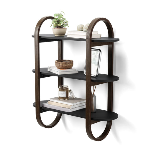 UMBRA - Bellwood Wall Shelf | Wooden Modern Design Home & Kitchen Black - Walnut