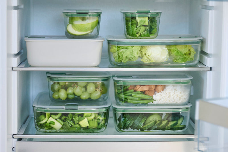 Mepal - EasyClip Rectangular Glass Box 3-Piece Set Large (2 × 33 oz/1000 mL, 76 oz/2250 mL) Nordic Sage