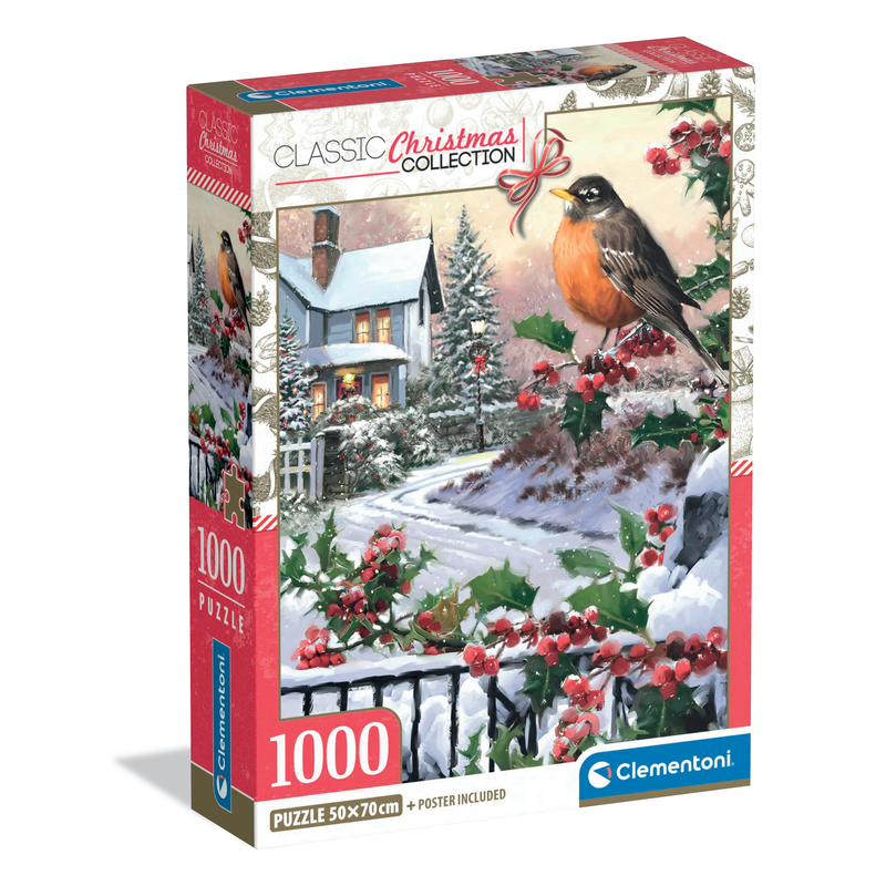 Clementoni - Robin and Holly Bushes Jigsaw Puzzle | 1,000 Pieces