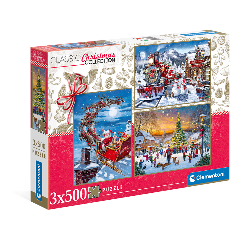 Clementoni - Christmas Collection Jigsaw Puzzle Set | 3 × 500 Pieces