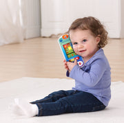 VTech Touch and Chat Light-Up Phone, toddler holding the phone