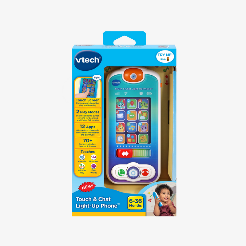 VTech Touch and Chat Light-Up Phone, English retail packaging