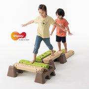 Weplay Jungle Trial, children crossing side-by-side log bridges