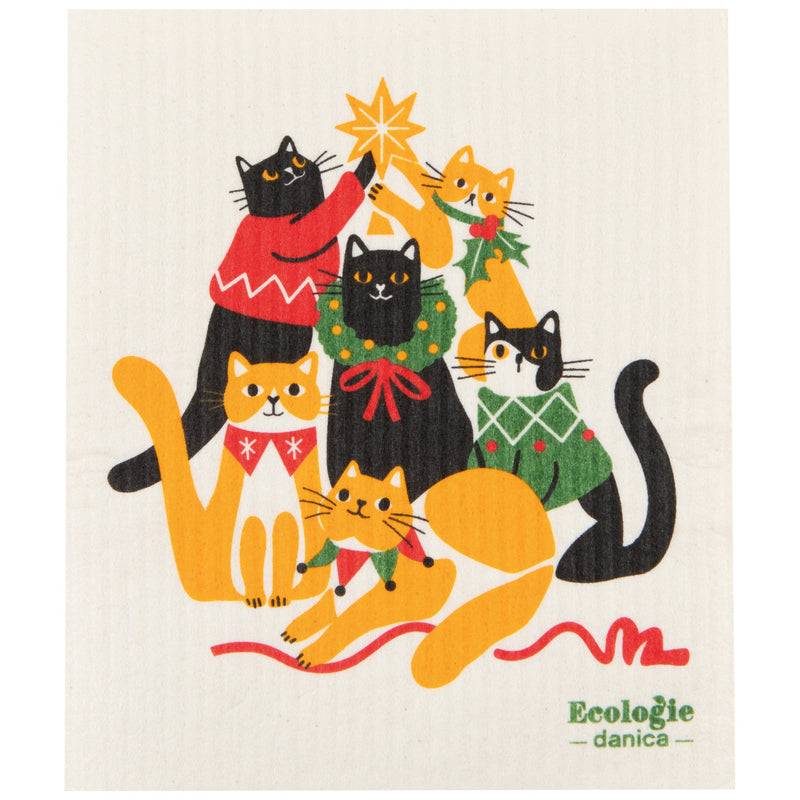 Danica - Kitty Carol Christmas Swedish Dishcloth