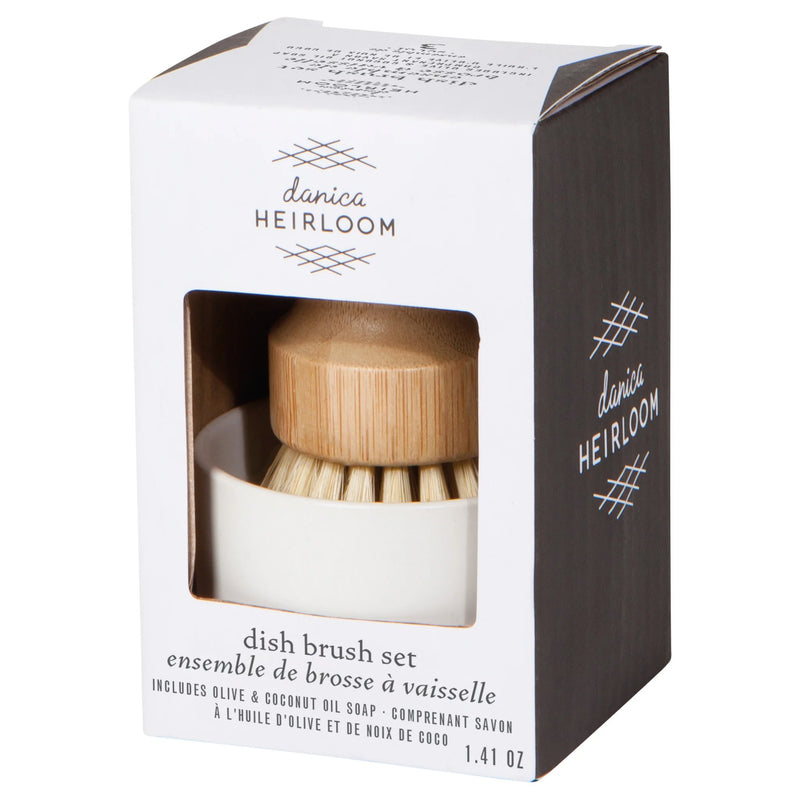 Heirloom - Ensemble de 3 brosses à vaisselle, savon et support