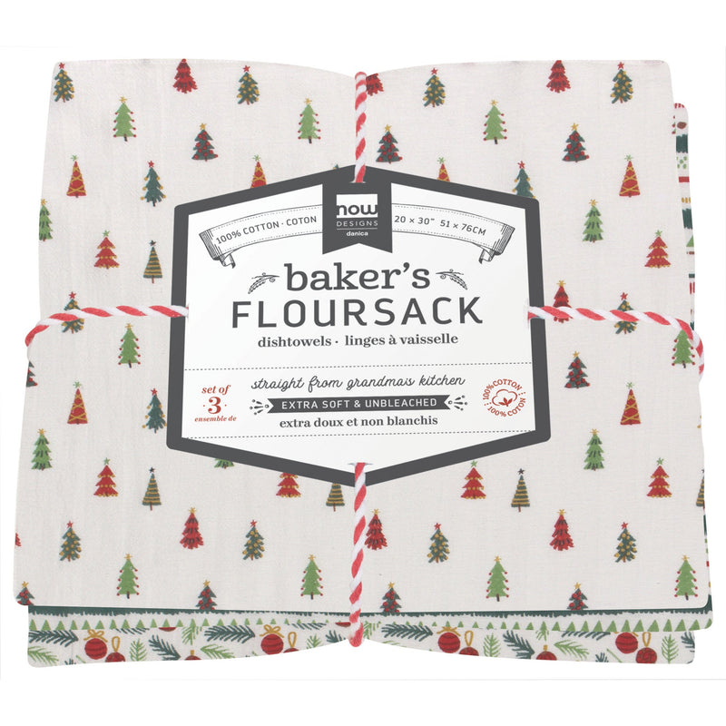 Now Designs - Merry And Bright Baker's Floursack Dishtowels Set