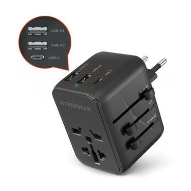 HyperGear - Worldcharge Universal Travel Adapter With Usb-C | Black - Limolin 